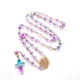thumbnail image 3 of Round Colorful Glass Beads Rosary Necklace Cross Pendant Religious Necklaces for Girl Women Jewelry Charm Handmade, 3 of 4