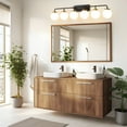 thumbnail image 2 of Deyidn 6-Light Modern Vanity Light, Black and Gold Bathroom Light Fixture with Milk White Glass Globes, 45 Inch Bathroom Wall Sconce for Mirror, 2 of 11