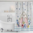 thumbnail image 2 of Polyester Fabric Vintage Easter Shower Curtain, Spring Floral Bunny Blue Plaid Retro Art Waterproof Bathtub Curtain Bathroom Decor Set with Hooks 72 x 78 Inches, 2 of 6
