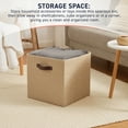thumbnail image 3 of Ornavo Home 10.5 x 10.5 Storage Cube Bins, 6 Pack Jute Baskets, Fabric Storage Bins Shelf Basket Cube Organizer for Closet Foldable Collapsible with Leather Handles, 3 of 8