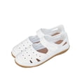 thumbnail image 5 of Comfortable Womens Sandals Flat Mary Jane with Adjustable Hook-and-Loop Strap Breathable Perforated White Casual Walking Shoes Non-Slip for Everyday,Size 9.5, 5 of 9