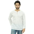 thumbnail image 2 of Atasi Men's White Short Kurta Round Keyhole Neck Cotton Tunic Shirt-Small, 2 of 7