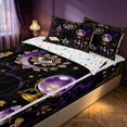 thumbnail image 2 of Homewish Hippie Witch Zipper Twin Comforter Sets with Fitted Sheet and 2 Pillowcases for Girls, Halloween Divination Zipper Bedding Set, Purple Black Gold, Colorful Stars Reversible, 2 of 7