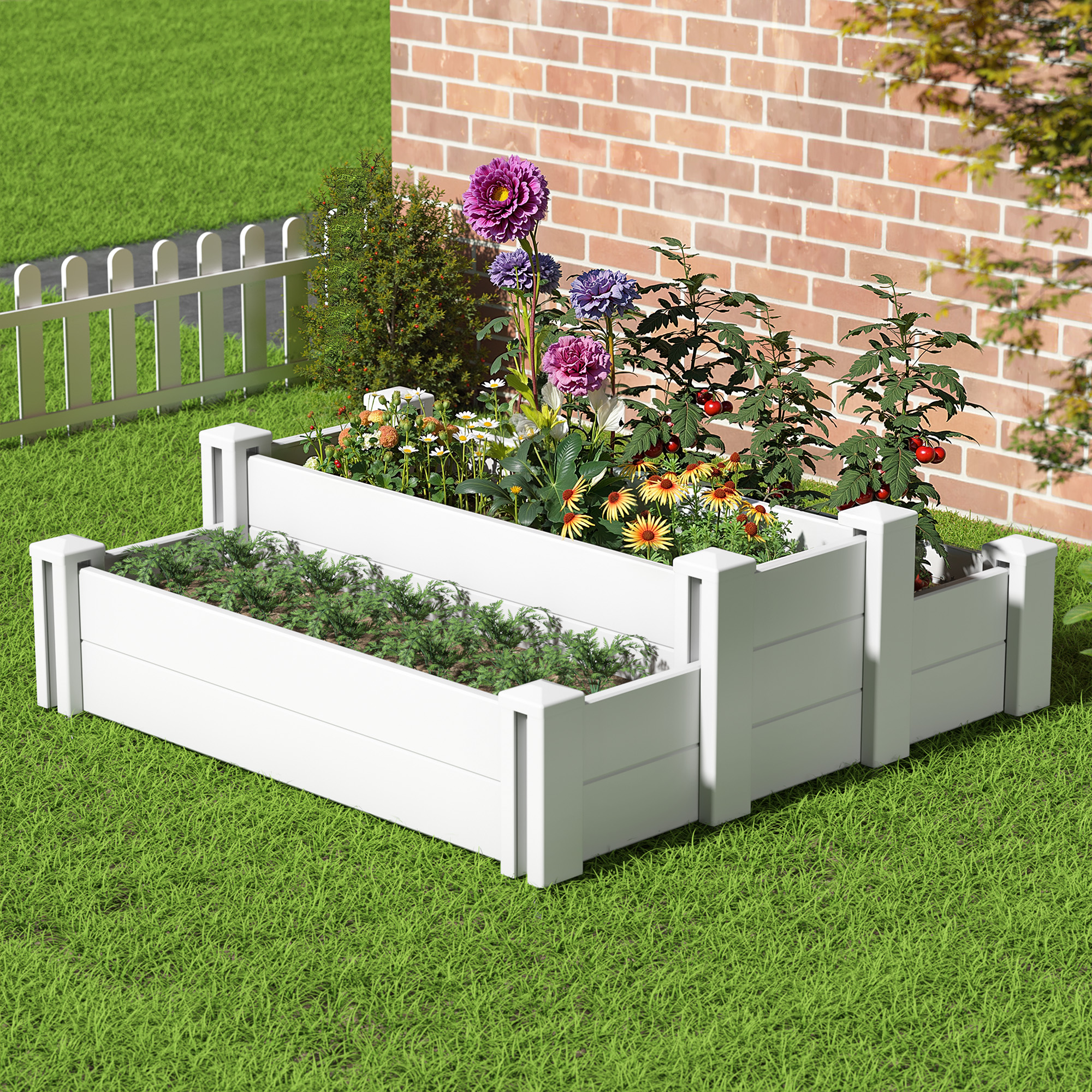 MAYEERTY Multipurpose White PVC Rectangular Garden Fence For Flowers, Vegetables, Pet & Chicks Nests