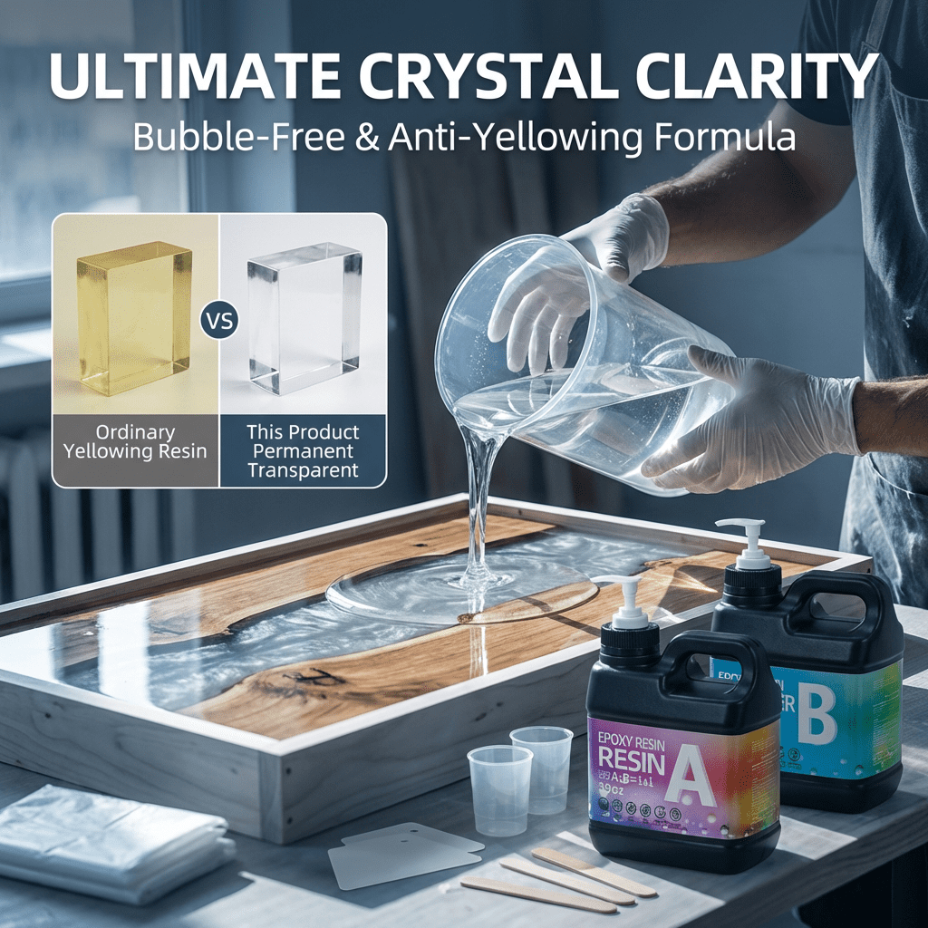 Crystal Clear Epoxy Resin 78oz with 6 color Luminous power- 1:1 Mixing Ratio, Bubble Free & Anti-Yellowing - High Gloss Casting & Coating Resin for Jewelry, River Tables, Bar Top, Countertops & Wood