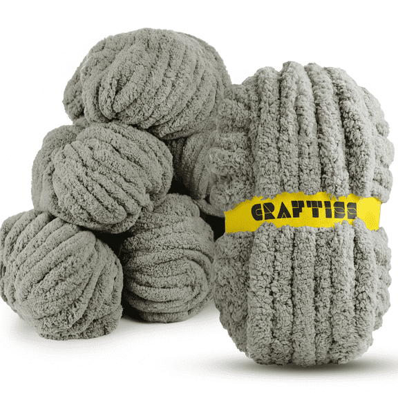 Craftiss Chunky Chenille Yarn for Crochet 8 Rolls - Jumbo 7 Weight (27 Yds, 8 oz Skein) Bulky Thick Crochet Knit Blanket Chunky Yarn for Hand Knitting