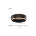 thumbnail image 3 of Gem & Harmony Mens Titanium Black and Rose Plated Brushed Band Ring (8mm) for Men, 3 of 6