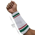 thumbnail image 5 of COUVER 9 Inch Extra Long Thick Striped Athletic Wristbands White Green Red 1 Pair (Unisex), 5 of 9