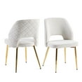 thumbnail image 2 of CoSoTower Off White Faux Fur Dinning Chairs with Metal Legs and Hollow Back Upholstered Dining Chairs Set of 4, 2 of 5