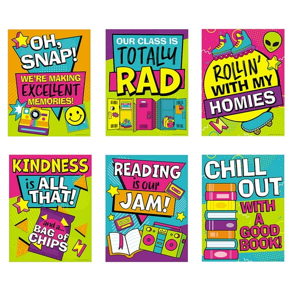 Fun Express 90s Reading Poster Set - 6 Pc