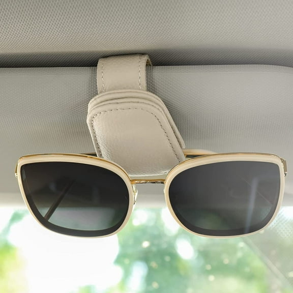 Sunglasses Holder for Car Sun Visor, Magnetic Glasses Eyeglass Hanger Clip for Car Sun Visor, Glasses Hanger Clip, Car Visor Accessories (Beige)