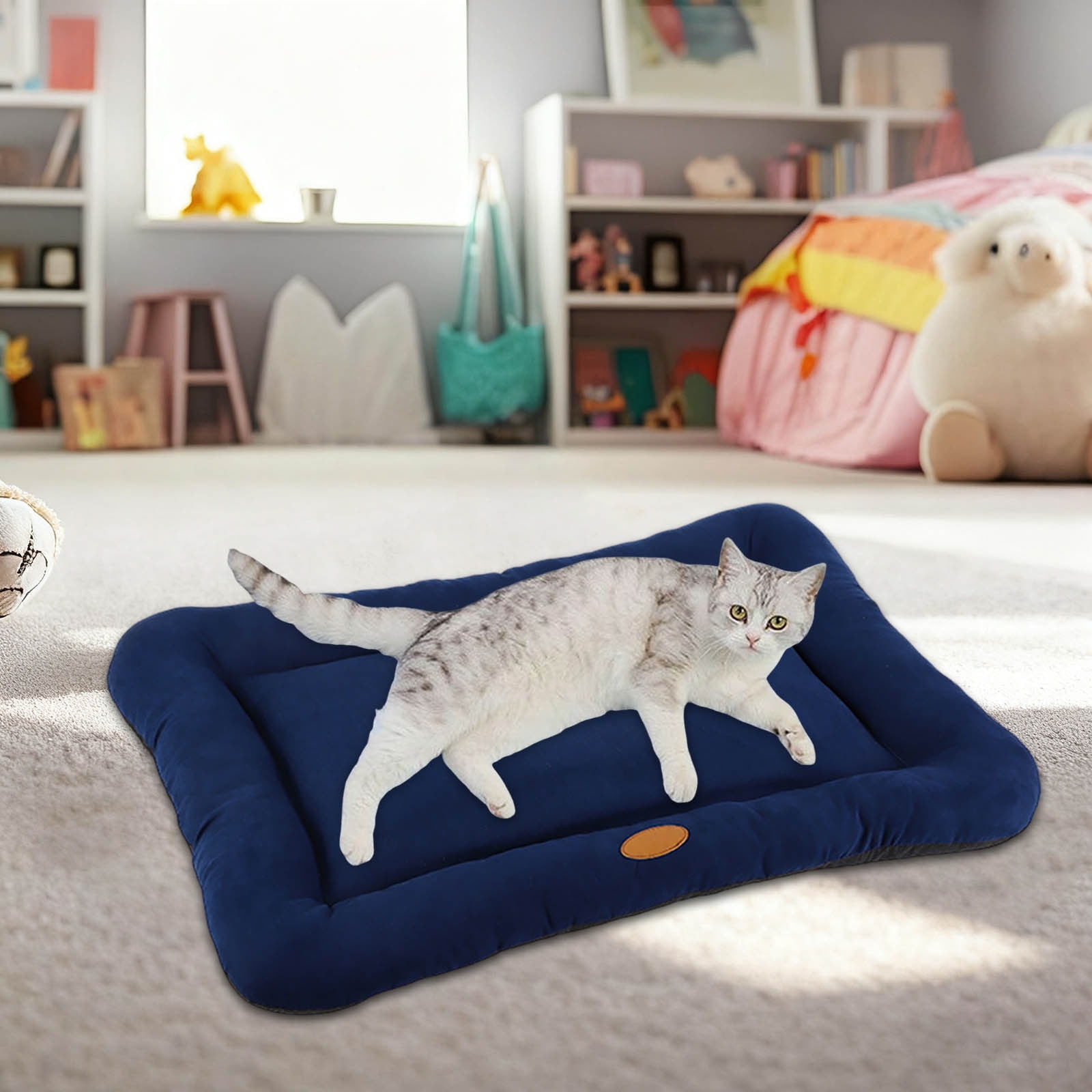 Chew Proof Dog Bed Mat, Waterproof Washable Pet Pad with Resistant Bottom, Cozy Warming Mattress for Crate, Travel, Home Use, Durable Lightweight Mat for Large Medium Small Dogs and Cats