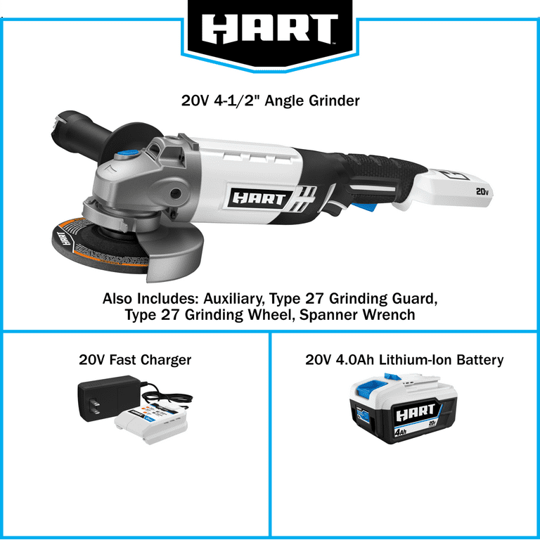 HART 20-Volt Cordless 4 1/2-inch Angle Grinder Kit HART 20-Volt Cordless 4 1/2-inch Angle Grinder Kit