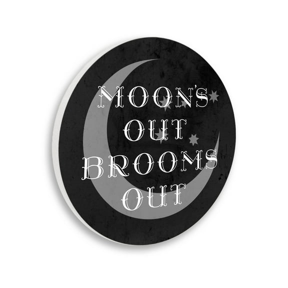 Stupell Industries Moon's Out Brooms Out Phrase Graphic Art Unframed Art Print Wall Art, Design by Lil' Rue