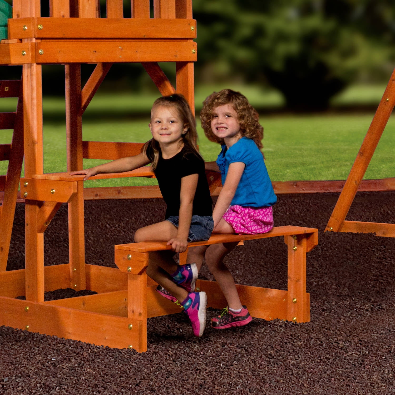 Details About Kids Backyard Playground Discovery Tucson Cedar Wooden Swing Set Slide