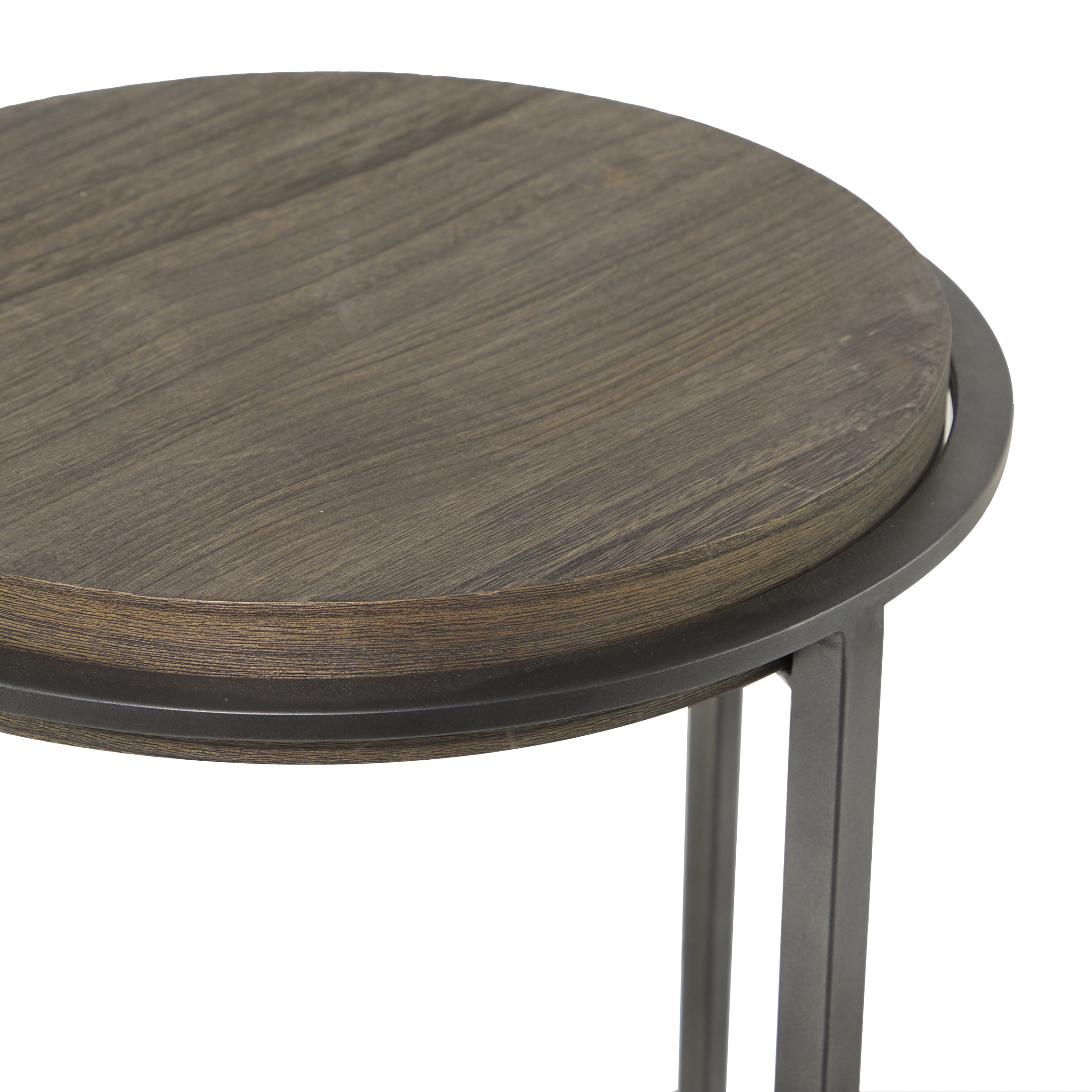 DecMode 18" x 25" Gray Metal Accent Table with Brown Wood Top, 1-Piece