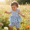 thumbnail image 5 of RMGVDSD Baby Girl Clothes Floral Print Toddler Girls Summer Outfit Sleeveless Ruffle Shirt Tank Tops And Shorts Two Piece Sets Toddler 3-4 Years, 5 of 6