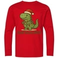 thumbnail image 3 of Inktastic Santasaurus Dinosaur Christmas Lights Long Sleeve Youth T-Shirt, 3 of 5