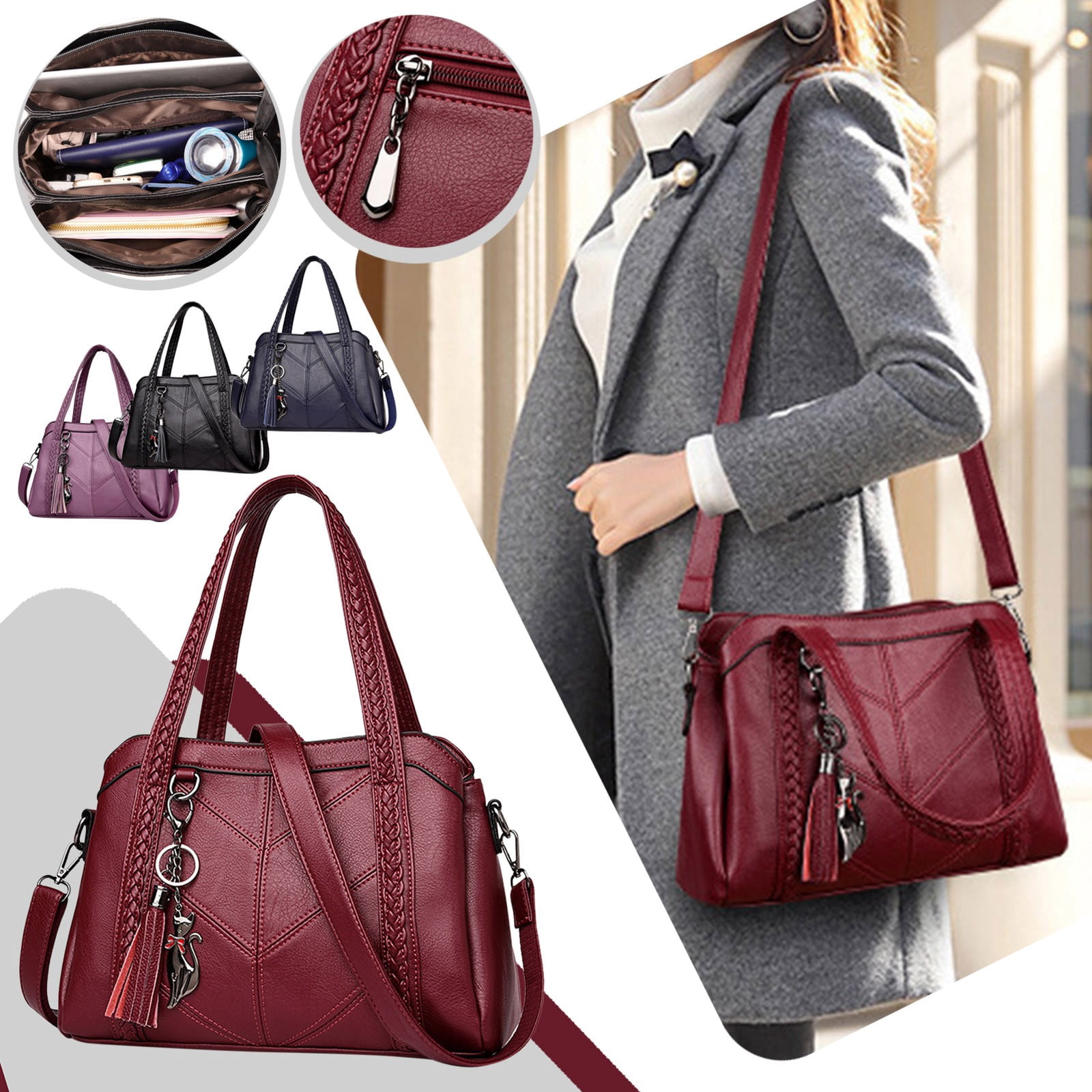 Mepaouo Tote Bag for Women Leather Fashion Hobo Purse Shoulder Handbags with Adjustable Strap