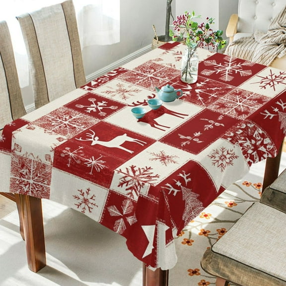 BZSMCE Square Tablecloth Red Christmas Printing Pattern Tableclothes