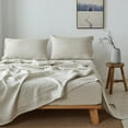 thumbnail image 2 of Simple&Opulence 100% Belgian Linen Sheet Set Handmade Hemstitch Linen Queen Size Bed Sheet-4 Piece (1 Flat Sheet+1 Fitted Sheet+2 Pillowcases)-Natural Flax Farmhouse Bedding, 2 of 6