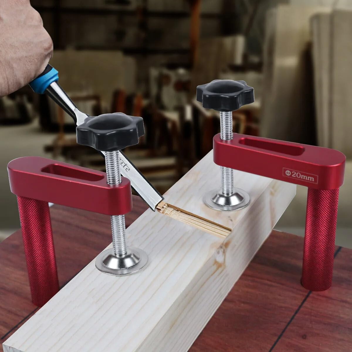2 Packs 19mm/20mm Bench Dog Hold Down Clamps MFT Table Workbench Hole Clamps for Woodworking