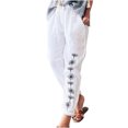thumbnail image 2 of ICHUANYI Clearance Womens Elastic Waist Buttons Printing Thin Stretch Skinny Pants Trousers(Black, S) ICHUANYI WER2023080905696, 2 of 4