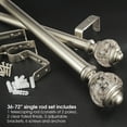 thumbnail image 4 of SKYPLUS LIVING Adjustable 36-72 in Single Curtain Rod with Sphere Clear Finial Design, Glam Luxury Silver, 4 of 9