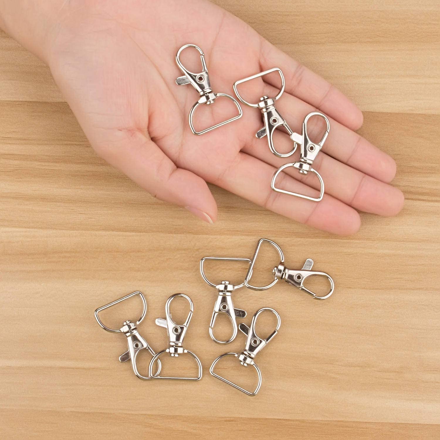 ABCISI 100 Pack Lobster Claw Clasps for Keychains, 3/4 inch Lanyard Clips D Ring Swivel Clasp Hook, Metal Lobster Clasp for Key Chain, Crafts and Purse DIY Lanyard Making