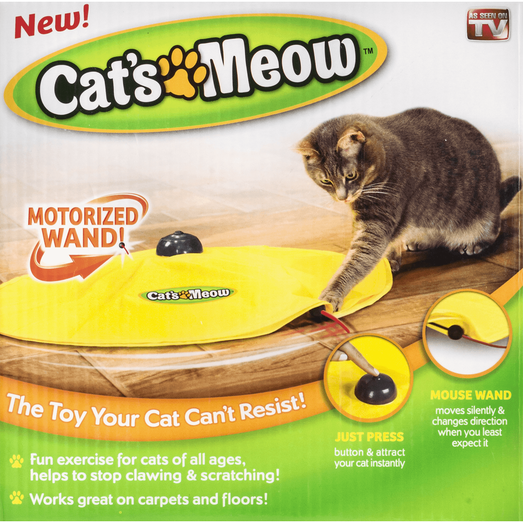 As Seen On TV Cat's Meow Mouse Wand Toy 