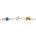 thumbnail image 2 of 925 Silver and 10K Yellow Gold Persian Blue Moissanite Sky Blue Aquamarine Yellow Citrine and Lab Grown Diamond Tennis Bracelet for Women By Keren Hanan (1.83 cttw, Adjustable up To 9 inch), 2 of 4
