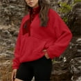 thumbnail image 5 of UTSJKR Women’s Lightweight Fleece Pullover Jacket Cropped Fall Winter Fuzzy Sherpa Jacket Sweatshirt Coat with Pockets Red XXXL, 5 of 9