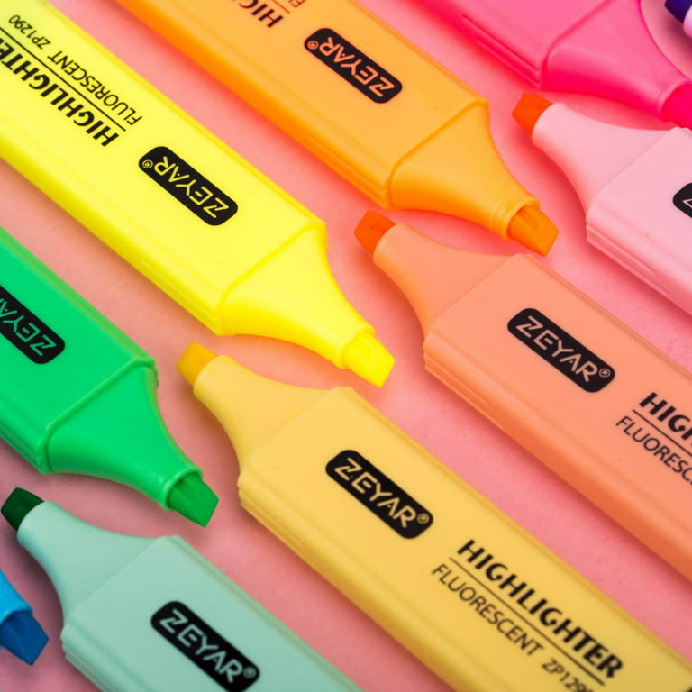 ZEYAR Highlighter, Pastel Colors Chisel Tip Marker Pen, Assorted