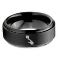 thumbnail image 2 of Tungsten California The Golden State Palm Trees Band Ring 8mm Men Women Comfort Fit Black Step Bevel Edge Brushed Polished, 2 of 4