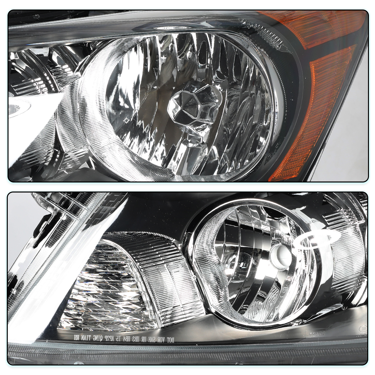 For 2008 2009 2010 2011 2012 Honda Accord Sedan Black Amber Headlights Pair
