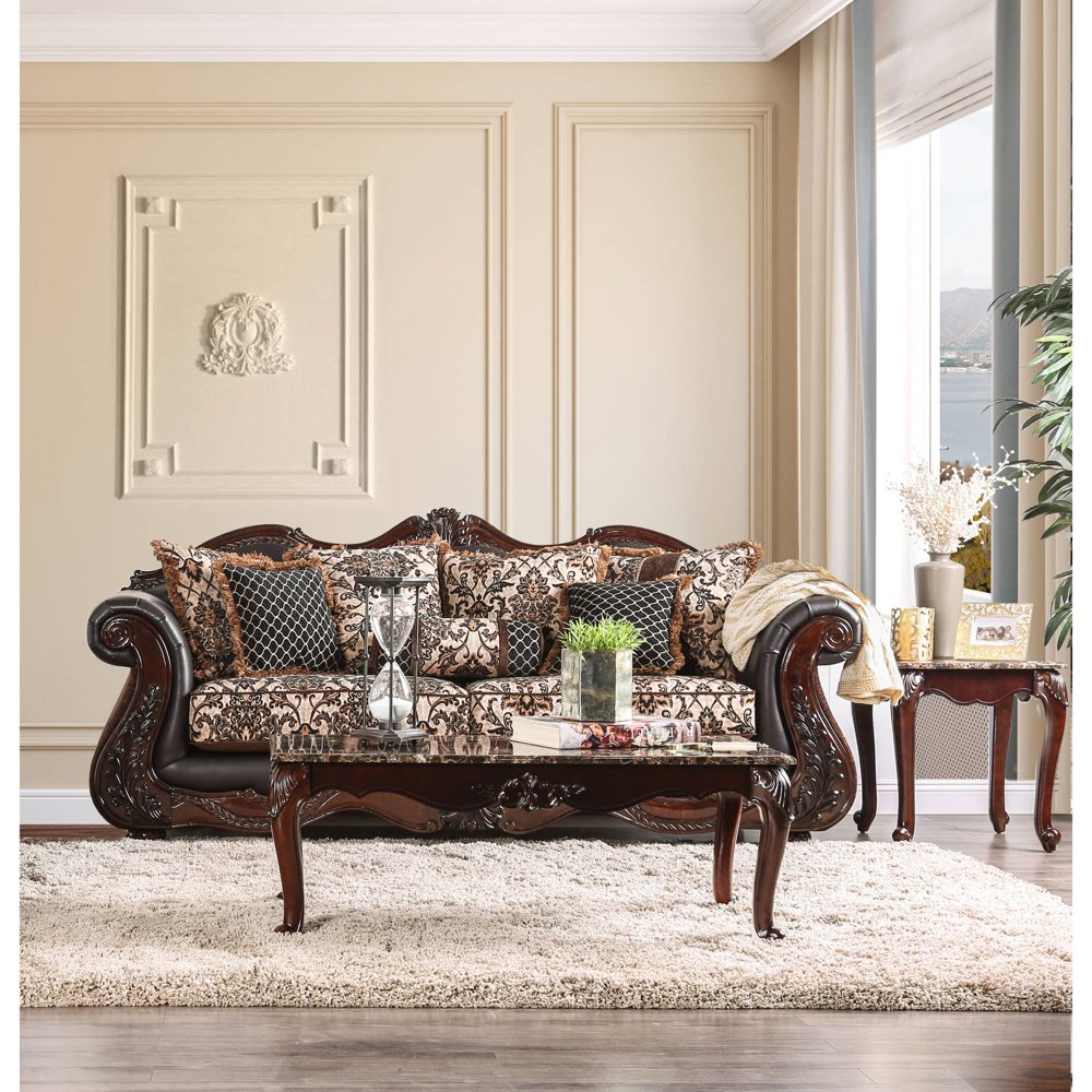 Furniture of America Grover Traditional Sofa, Brown - Walmart.com