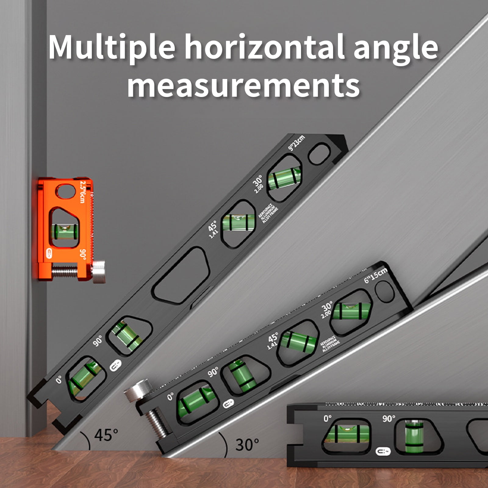 Industrial Spirit Levels Track 2.5inch/6inch/9inch Lightweight Aluminum Double Scale Adjustable Clamps Design