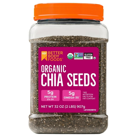 BetterBody Foods Organic Chia Seeds, 2.0 lb, 30 Servings