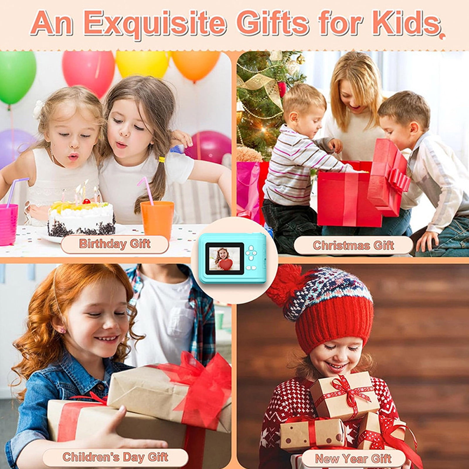 Instant Print Camera, Gaqring KidsPrinting Camera with HD Video Recording, One-Click Photo Printer for ChildrenDIY Coloring Holiday Toys Gifts