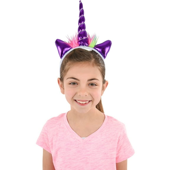 Soft Plush Purple Mystical Magical Unicorn Horn Headband Costume Accessory
