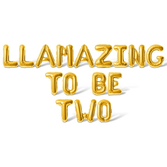 Letter Balloons - LLAMAZING TO BE TWO 16" Inch Alphabet Letters Foil Mylar Balloon 2nd Birthday Party Banner (Gold)