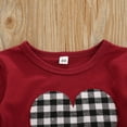 thumbnail image 4 of Kiapeise Valentine's Day Girls Heart Print Ruffle Shirt + Plaid Flare Pants, 4 of 8