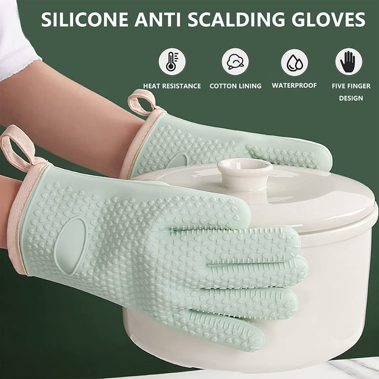 Silicone Oven Mitts, Baking Gloves, Elbow Length Heat Resistant