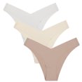 thumbnail image 1 of Conjunto de 3 piezas Braguitas de mujer Braguitas de algodón de seda helada sin marcas para mujer Borde de cintura en forma de V para mujer, 1 of 5