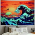 thumbnail image 2 of BCIIG  Tapestry Japanese Mountain Fuji Tapestry  Reactive Kanagawa Big Wave Tapestry Wall Hanging,Cherry Blossom Tree Tapestry for Bedroom Aesthetic Glows in The Dark Tapestry 50x40inch, 2 of 6