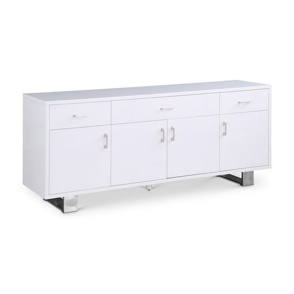 Meridian Furniture Excel Rich White Lacquer Sideboard/Buffet