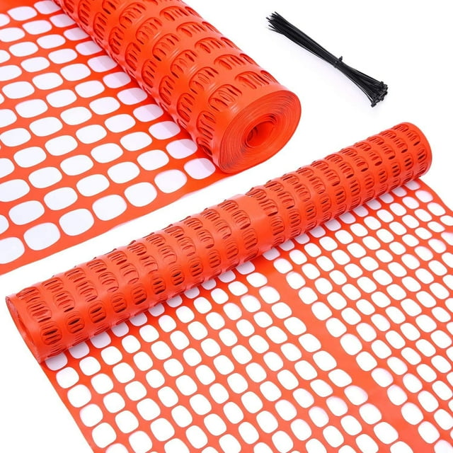 Plastic Garden Fence Animal Barrier x Decorative Snow Fence Netting Roll with Zip Ties Temporary Use for Pool Decor Deer Rabbit Chicken Dog Poultry
