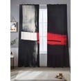 thumbnail image 2 of Dark Style Sheer Curtains for Living Room Bedroom, Light-filtering Sheer Curtain, Red Black Abstract Rod Pocket Voile Window Treatment Drapes, 52’’Wx84’’L, 2 Panels Set, 2 of 7