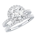 thumbnail image 3 of Kalapi Jewel Halo Engagement Moissanite Bridal Ring Set for Women - 1.4 Ct Round Cut Moissanite Solitaire with Prong Setting - 14K White Gold Plated Wedding Anniversary Ring, 3 of 4