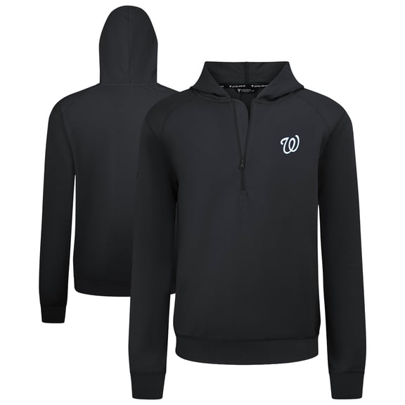 Men's Levelwear Black Washington Nationals Technic Insignia Quarter-Zip Hoodie